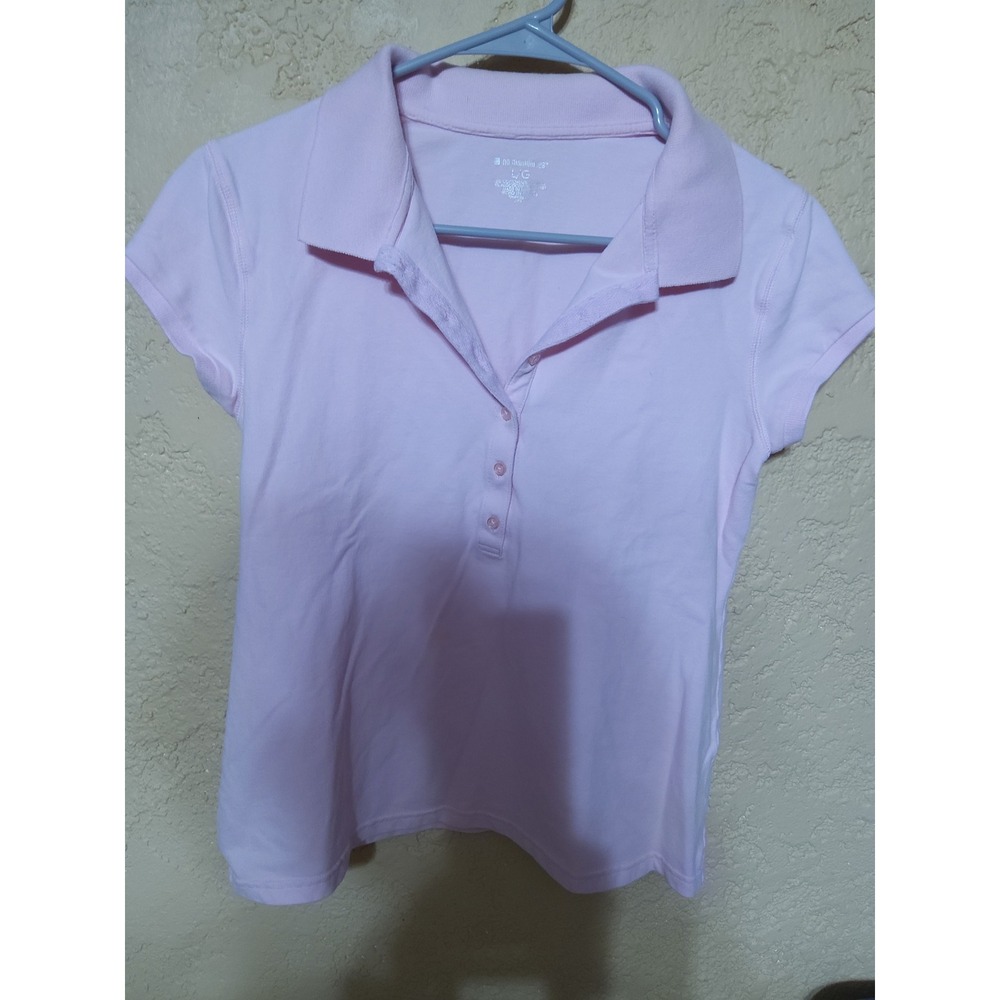 No Boundaries Girls Pink Short Sleeve Polo Shirt School Uniform Size Large 10-12